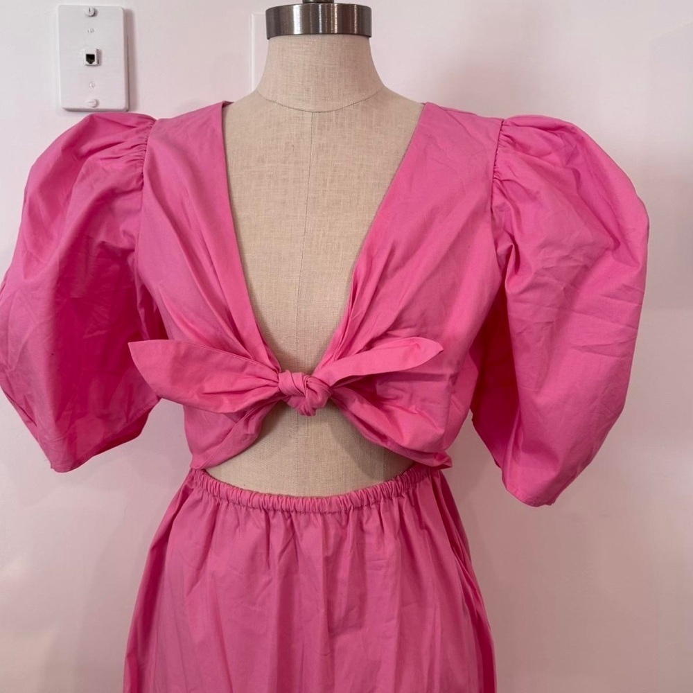 WAYF Pink Cut-Out Midi Dress Peggy - Picture 6 of 9